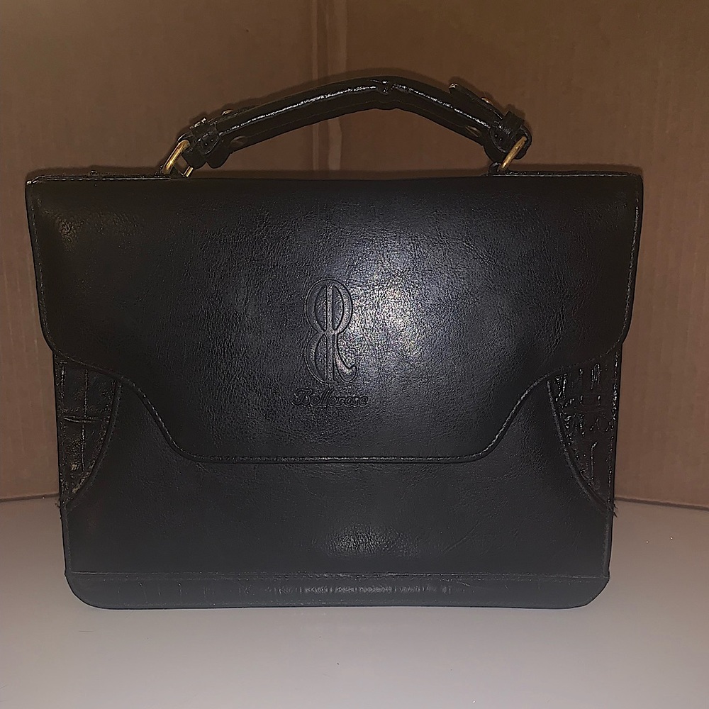 Bellerose Leather Purse Briefcase Style Black- EUC